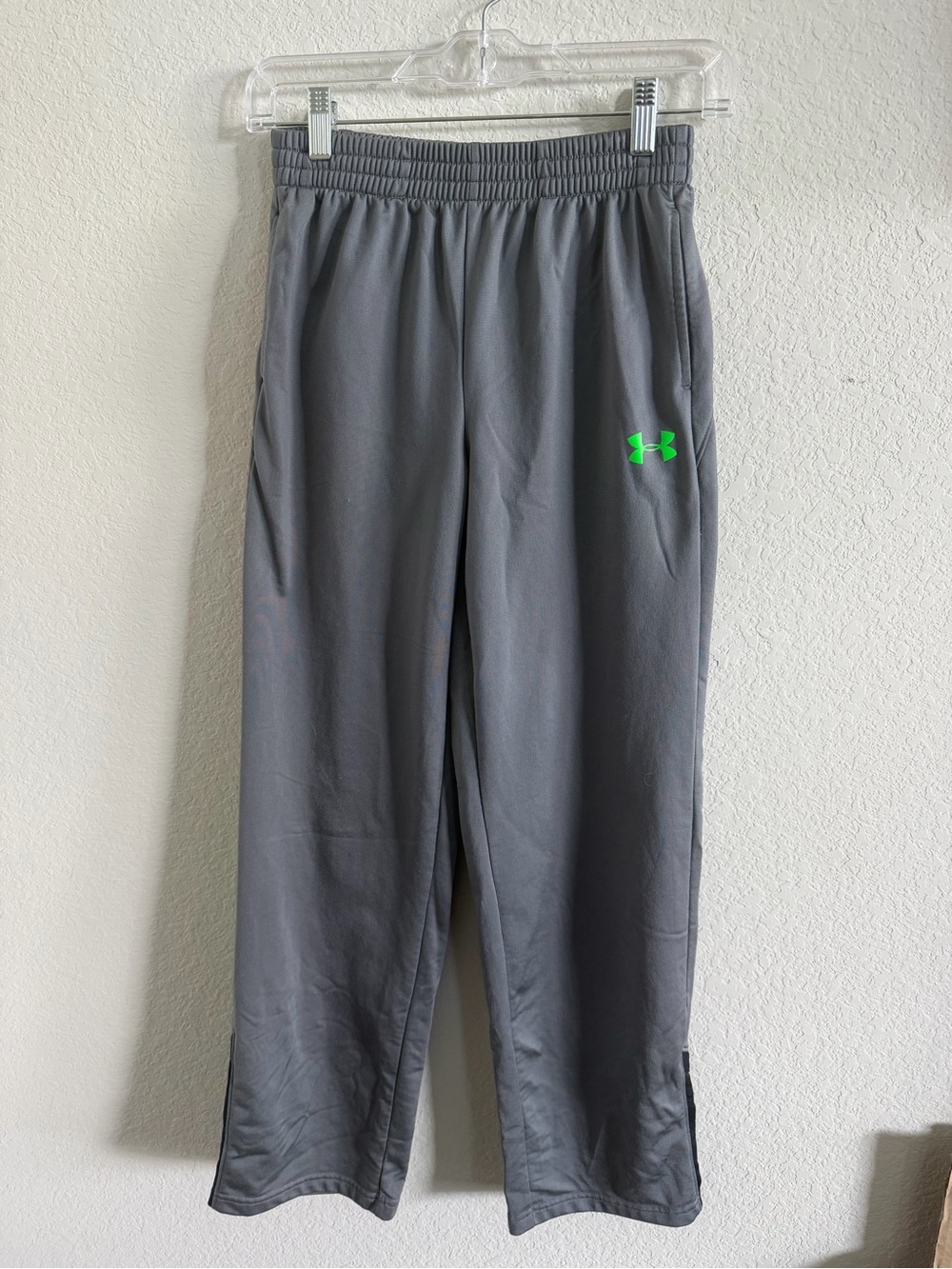 Under Armour Gray Joggers with Neon Green Logo - Kids